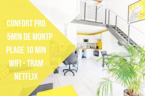 LE SMILE DUPLEX - LATTES, IDEAL PRO WIFI NETFLIX Proche PLAGE TRAM