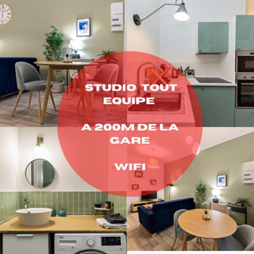 Charmant studio tout equipe et situe a 200m de la gare