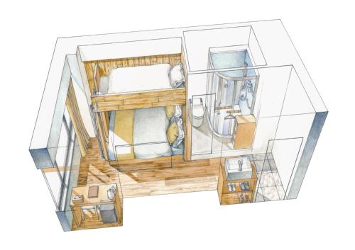 1 double bed, 1 twin bed