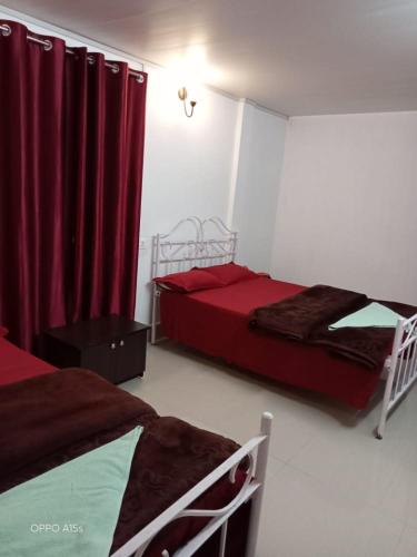 2 double beds, 1 twin bed