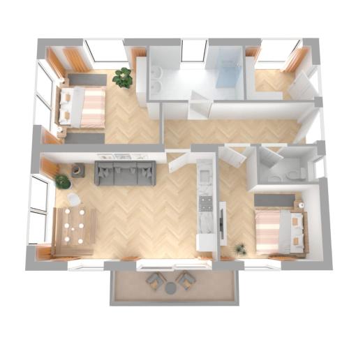 Two-Bedroom Apartment with Balcony