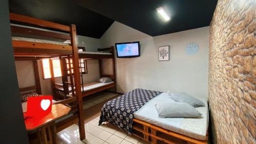 1 double bed, 4 bunk beds