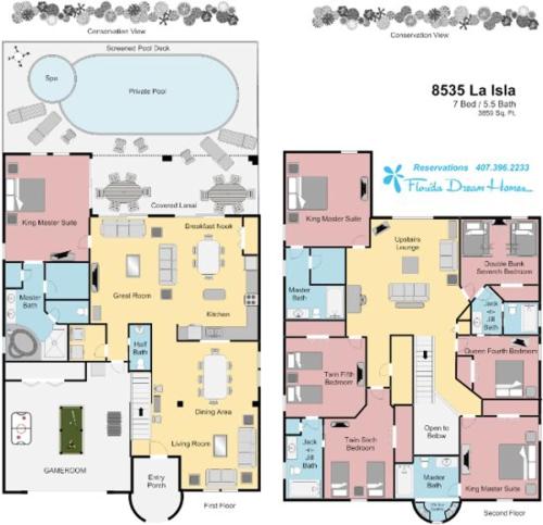 7 Bedrooms in Large Private Vacation Home by Florida Dream Homes