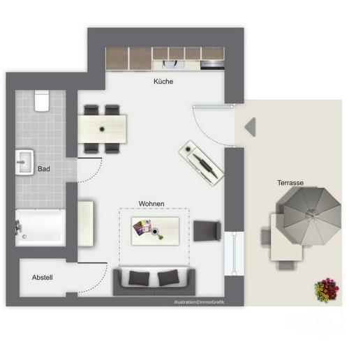 Villa Triton Souterrain Wohnung 07 206m von Rabenweg entfernt