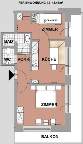 2 bedrooms, 2 beds