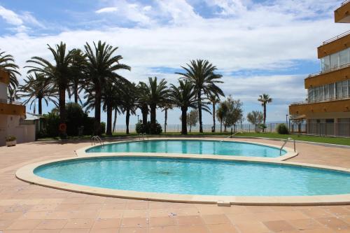 Garten, Beautiful apartment in front of beach, pool, view in Roses