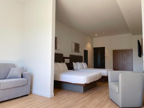 2 queen beds, 1 sofa bed