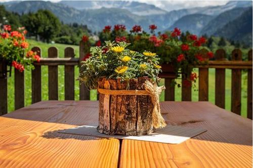 a vase filled with flowers on top of a wooden table, Hotel Garni La Soldanella in Madonna di Campiglio