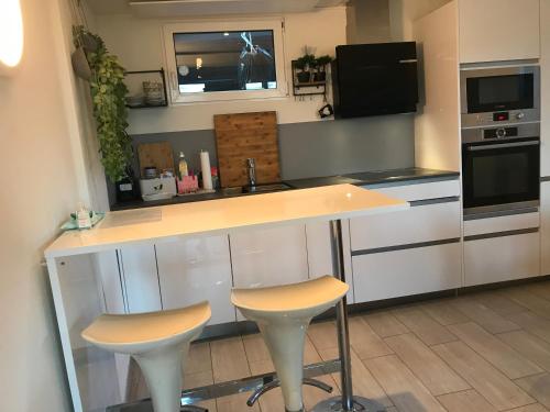 keuken, Petite maison à l'orée des bois vue magnifique sur le lac zenitude et plénitude (Petite maison a l'oree des bois vue magnifique sur le lac zenitude et plenitude) in Belmont-sur-Lausanne