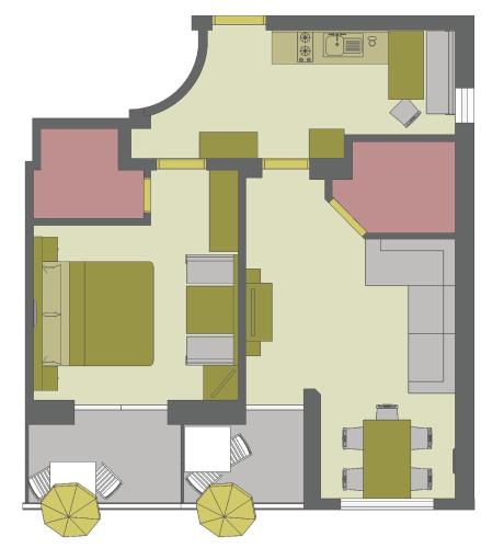 1 king bed, 1 sofa bed