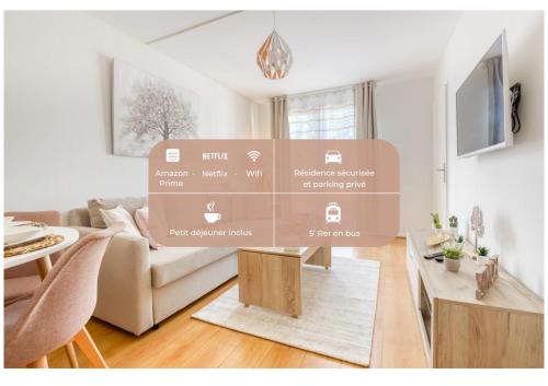 L'Elysée - Easy check-in - Arrivée autonome - Place parking privative - T2 suréquipé - Wifi - Netflix - Location saisonnière - Évry-Courcouronnes