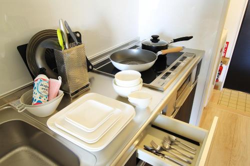 Kitchen, Bears Stay Kumejima Eef Beach in Kumejima