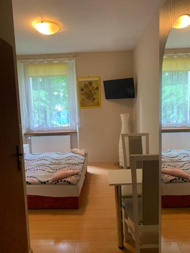 1 twin bed, 1 sofa bed