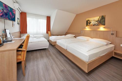 1 queen bed, 1 twin bed, 1 sofa bed