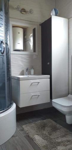 Shower, Domek Lawendowe Wzgorze na wylacznosc z jacuzzi i klimatyzacja in Mielenko