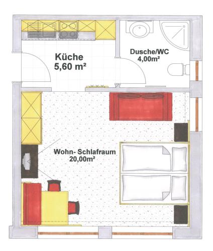 1 queen bed, 1 sofa bed