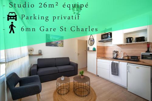 Grand studio tout équipe à 6min de St Charles - Location saisonnière - Marseille