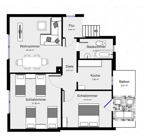 2 bedrooms, 6 beds