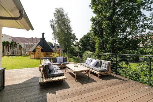 Erkély/terasz, Ferienhaus Heuliebe in Herbstein
