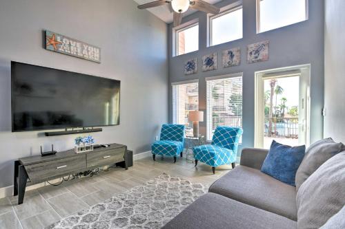 Pool View and Walk to Beach Modern Galveston Condo!