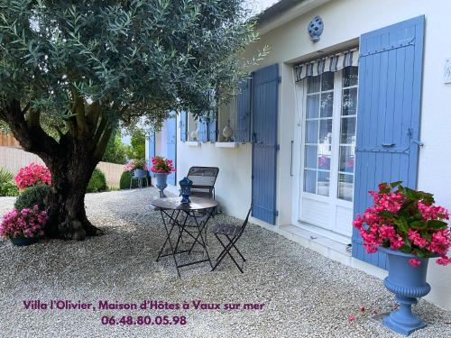 CHAMBRE D'HOTES "Les Volets Bleus" - VILLA L'OLIVIER côté mer