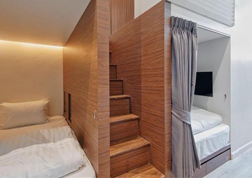 dormitory room with single bed