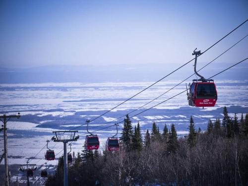 Condo climatise pres du Mont Sainte-Anne avec parc aquatique, piscine, spa, gym, arcades et billard 