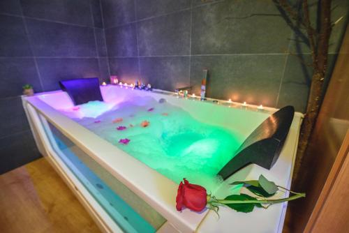 Rural house with jacuzzi and fireplace in the room for 2 people gîte à louer Abelgas