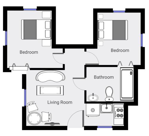 2 bedrooms, 3 beds