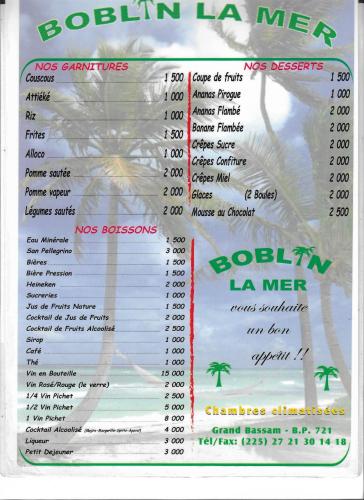 Boblin la Mer hotel restaurant plage
