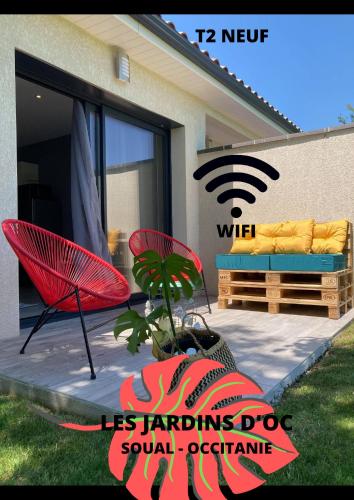 Les Jardins d'Oc - Wifi, Terrasse et Jardinet - Appart T2 neuf - Location saisonnière - Soual