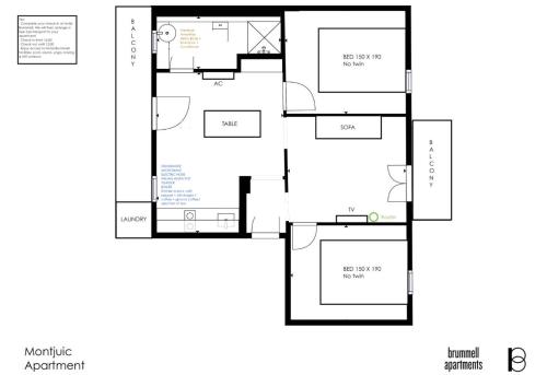 แผนผังชั้น, Brummell Apartments Montjuic near มงจูซ