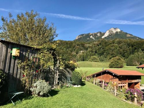 Ferienwohnung Dräxl Garten und Bergblick