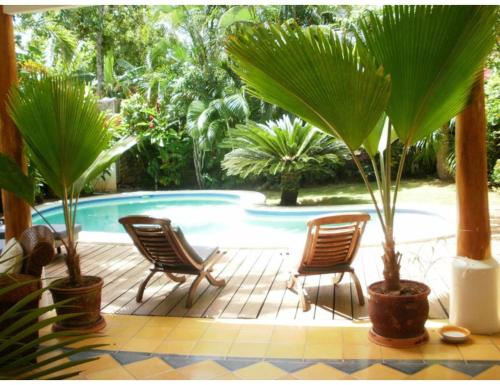 สระว่ายน้ำ, Charming Caribbean style villa near superb beach in ลาส เทอเรนาส