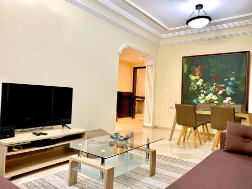 Shared lounge/TV area, Sab 11 - Superb view. Nice 2 bedrooms in front of the mosque Hassan 2. Prime location in Sour Jdid