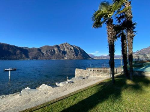 Luganersee, Pool, Strand, Parkplatz, Suite in Bissone, Schweiz