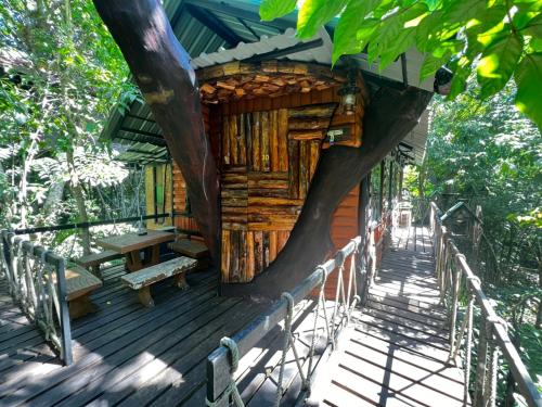 발코니/테라스, 카오속 트리하우스 리조트 (Khaosok Treehouse Resort) in 카오속 (수랏타니)