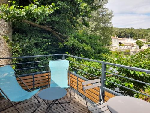 ระเบียง/ชานเรือน, Hotel Quai des Pontis in โกญัค