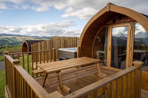 Exterior view, Beinn A Ghlo Luxury Glamping Pod with Hot Tub & Pet Friendly at Pitilie Pods in Aberfeldy