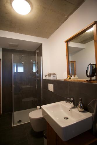 浴室, Apartment im Wanderparadies Siebengebirge in 亨內夫/西格