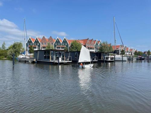 Modern Houseboat in Marina of Volendam