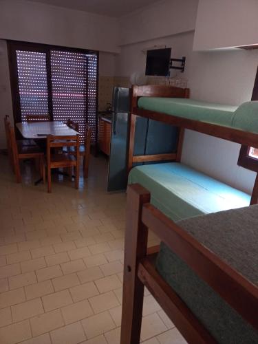 1 double bed, 2 bunk beds
