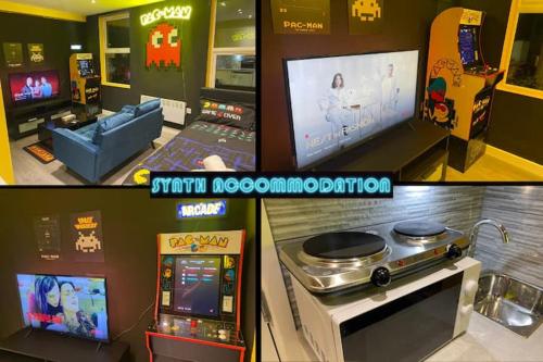 PACMAN INSPIRED Pet Friendly Studio Apartment Free Netflix & WIFI Perfect For Solo & Coupled Guests 