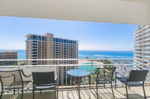 Ilikai Tower One Bedroom Lagoon View Waikiki Condos with Lanai & Free Wifi