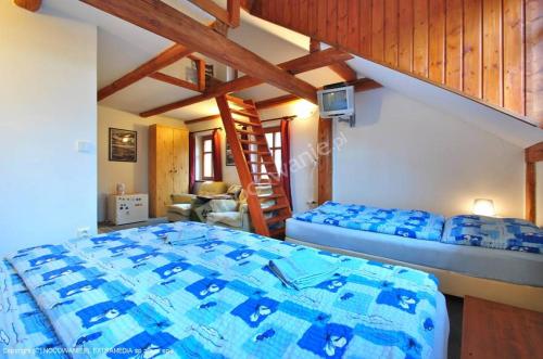 1 queen bed, 1 twin bed, 2 futon beds