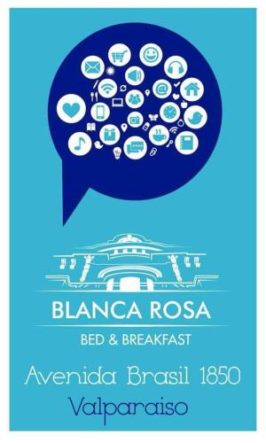 a blue and white sign on a blue wall, Blanca Rosa Valparaiso B&B in Valparaiso