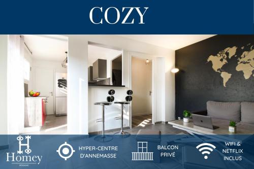 HOMEY COZY - New / Centre / Balcon privé / Proche Geneve - Location saisonnière - Annemasse