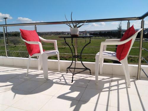 Balkons/terase, STUDIOS POSEIDONIA apartments 50 & 70 sqm with sea view in Posidonia