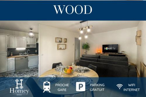 HOMEY WOOD - New - Appartement avec une chambre - Parking privé gratuit - Balcon privé - A 5 min de la gare pour rejoindre Genève - Apartment - Annemasse