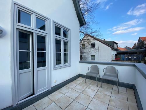 陽台/露台, Ferienhaus Lütt Hüsken (Ferienhaus Lutt Husken) in 萊姆戈